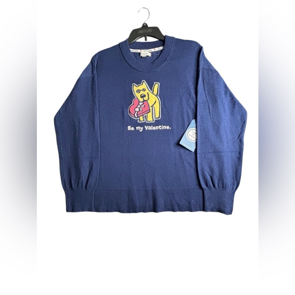 Life Is Good Navy Blue Sweatshirt with Heart Accent